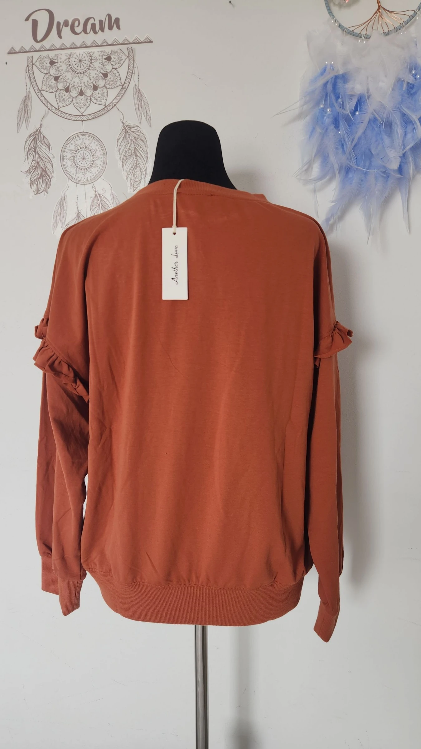 Vloeiend terracotta sweater met volant ●Maat L●🌸 – photo 4